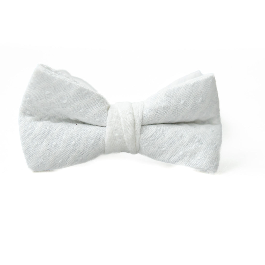 Quilted White - Bow Tie for Boys