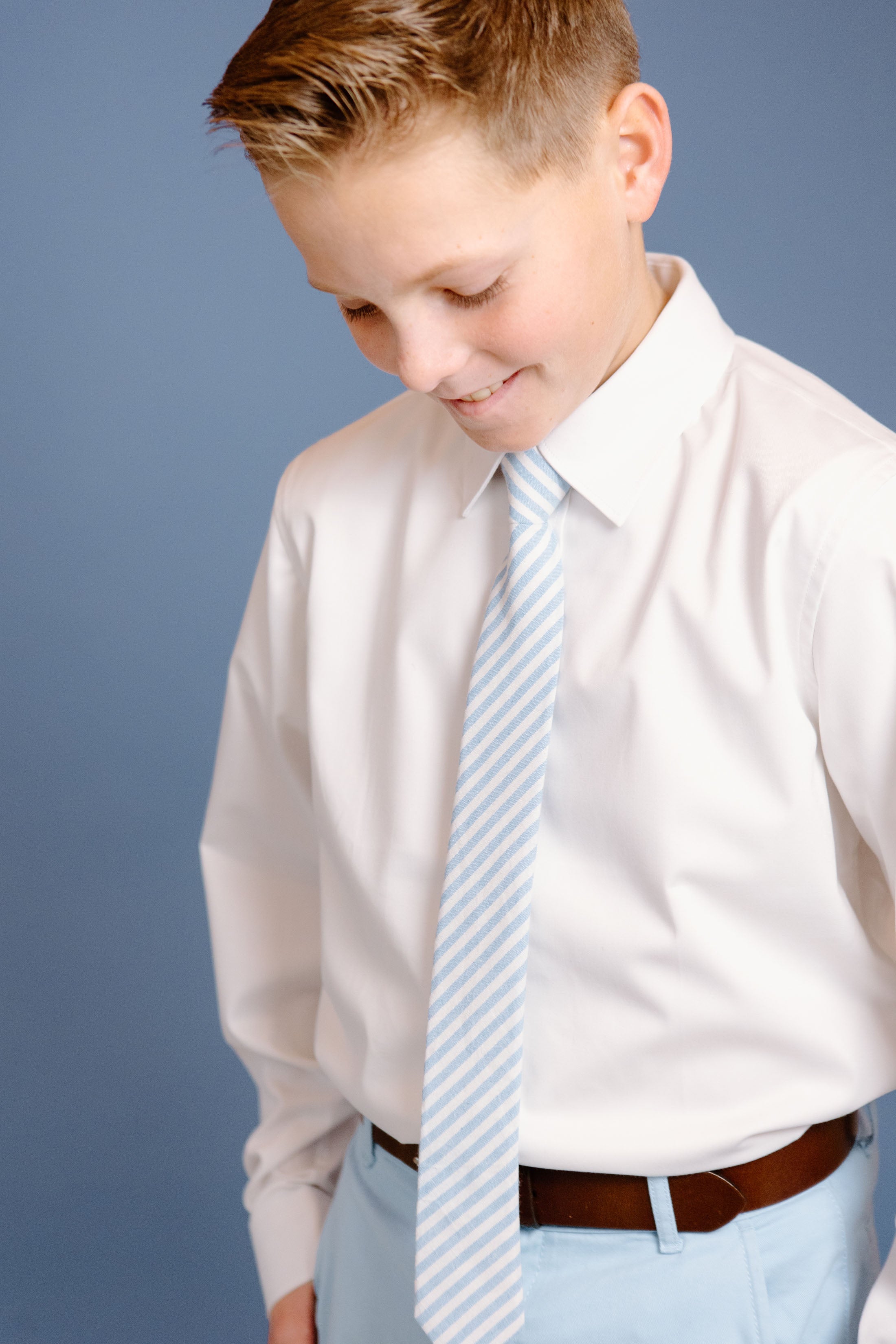 Robin Egg Stripe Boys Tie